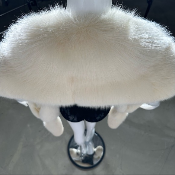 80’s Faux Fur Fox Stole Scarf Wrap Shawl White 47" - Picture 4 of 4